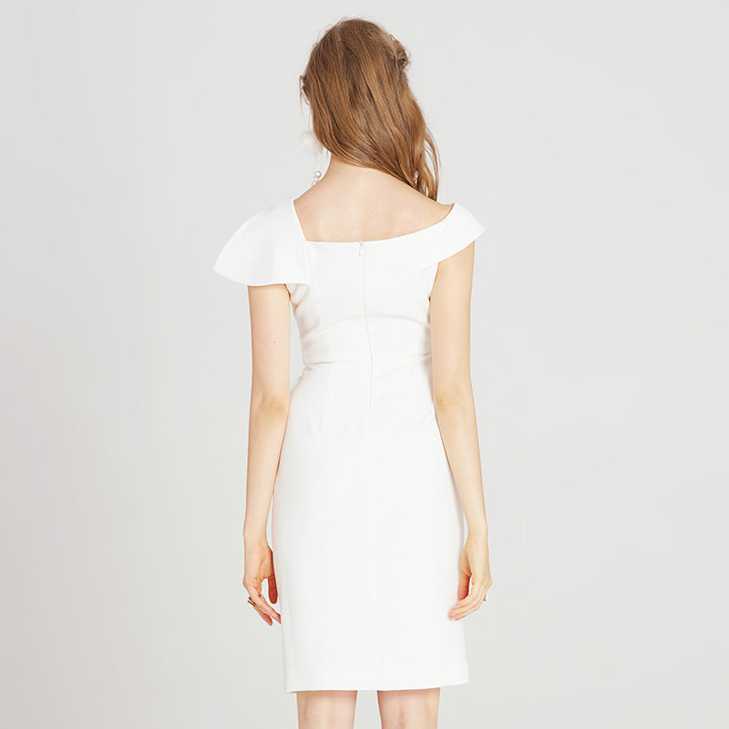 Summer minimalist slimming off off shoulder dress